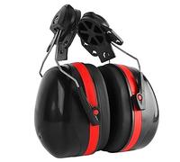 VELATEMOR Fixation de Casque Rigide, Cache-Oreilles, à la Mode, Léger, Durable, Angle Réglable pour Chantier de Construction, Rouge Noir, 2 Pièces
