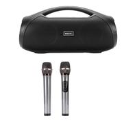 VELATEMOR Haut-Parleur Bluetooth 80 W avec Lumières RVB et Amplification des Basses, Véritable Couplage Stéréo sans Fil, Longue Durée de Vie de la Batterie, pour la Maison (Double Micro)