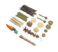 VELATEMOR Jouets à Mâcher pour Hamster de qualité Supérieure pour Augmenter L'appétit et la Digestion, Jouets à Mâcher pour Lapin pour Chinchillas, Pomme, Bois, Herbe, Corde de Foin Luffa, 14 Pièces