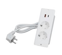 VELATEMOR Prise de Courant Encastrée, Matériel PC Compact, Prise de Bureau avec Port USB pour Meubles de Bureau à Domicile (White)