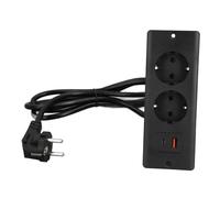 VELATEMOR Prise de Courant Encastrée, Matériel PC Compact, Prise de Bureau avec Port USB pour Meubles de Bureau à Domicile (Black)