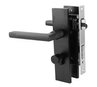 VELATEMOR Serrure de Porte de Poignée de Chambre à Coucher de Haute qualité avec Bouton de Verrouillage Interne Tournant au Pouce, Serrure de sécurité Portable en Aluminium Noir pour Chambre à