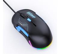 VELATEMOR Souris de Jeu à Lumière RVB,Souris Optique Filaire 12 800 DPI,Souris D'ordinateur à 10 Boutons Programmables avec 13 Modes D'éclairage,Conception Ergonomique Ambidextre
