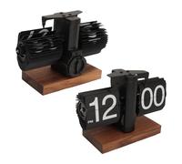 VELATEMOR Tourne Numérique vers Le Bas de l'horloge, Tournant Automatique Rétro, Tournant Automatique Numérique, Horloge Mécanique de la Batterie pour Décoration de Bureau de Salle à (Black)