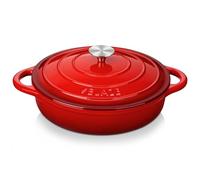 Velaze 3,5 L Casserole à Soupe en Fonte Ronde, Cocotte Émaillée Antiadhésif avec Couvercle Bon Scellement, Touts Feux Dont Induction