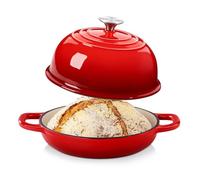 Velaze Cocotte en Fonte Émaillée 4.8L,Marmite Fonte 24cm,Tous feux dont induction, Idéal pour les ragoûts, la cuisine et la cuisson du pain.