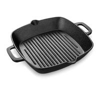 Velaze Poêle Frire Induction, Plaque en Fonte Rectangulair Revêtement avec 2 Poignées et 2 Becs Verseurs, Plaque de Cuisson Tous Feux Dont Induction, Idéal pour Steak, Viande et BBQ