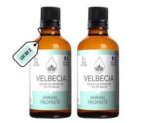 Velbecia Animal Propreté 50ml +1 OFFERT Elixirs de fleurs SANS ALCOOL - Méthode du Dr Bach - Marquage urinaire, pipi, urine, malpropreté, chat, chien