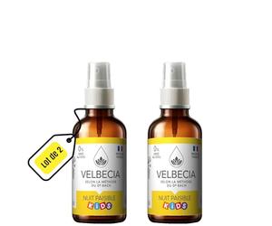 Velbecia Nuit paisible Kids Enfant 30 ml +1 OFFERT Elixirs de fleurs SANS ALCOOL - Méthode du Dr Bach - Terreurs nocturnes, cauchemars, peur du noir, de rester seul