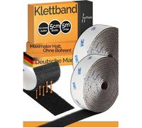 Velcro Autocollant Extra Fort pour Intérieur et Extérieur (Colle 3M) - 50 mm x 5 m - Noir - Industriel - Nylon