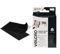 VELCRO® Brand - Bandes adhésives Heavy-Duty (2) 50 x 100mm Noires