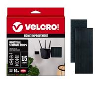 VELCRO Brand Bandes robustes avec adhésif | 15 ensembles de ruban de montage de résistance industrielle | Attaches de 10,2 x 5,1 cm de large | Charge maximale : 4,5 kg | Utilisation en intérieur ou en extérieur, noir (VEL40020-USA)