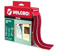 VELCRO Brand Couleurs | Ruban adhésif rouge | Rouleau de 3 m avec adhésif, bandes coupées à la longueur souhaitée | Montez la décoration de salle de réez des projets d'artisanat saisonniers |