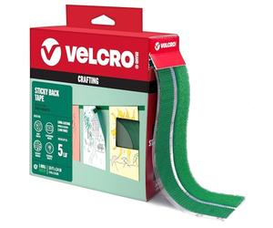 VELCRO Brand Couleurs | Ruban adhésif vert | Rouleau de 3 m avec adhésif, bandes coupées à la longueur souhaitée | Montez la décoration de salle de réez des projets d'artisanat saisonniers |
