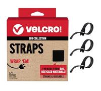 VELCRO Brand ECO Collection | Lot de 50 petites sangles pour cordons de 12,7 cm | Attaches de câble réutilisables | 0,95 cm de large, noir