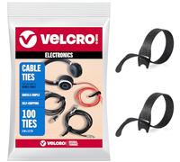 VELCRO Brand Lot de 100 attaches de câble réutilisables, 15,2 cm, enveloppes de cordons pour cordons électriques, noir