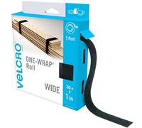 VELCRO Brand VEL-30768-AMS Rouleau de sangles larges de 2,5 cm x 9,1 m | À couper à la longueur désirée, ruban auto-agrippant réutilisable | Poteaux groupés, bois, tuyaux, bois, organisation de garage