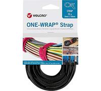 VELCRO® BRIDA ONE-WRAP® STRAP - Attache polyvalente pour tous vos besoins de rangement, 20 x 200mm, 25 unités, couleur noire