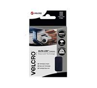 VELCRO Marque | ALFA-LOK Attaches auto-agrippantes multidirectionnelles à encliquetage robuste pour une tenue ultra-forte en intérieur et extérieur | Noir | 7,5 x 2,5 cm | Lot de 4