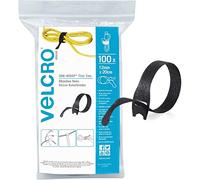 VELCRO Brand | One-Wrap Reusable Thin Ties | Multi-Purpose Ties Perfect Desk Accessories for Cable Management & Home Improvement | Black | 12mm x 20cm | Pack of 100