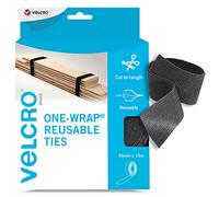 VELCRO Marque | Attaches réutilisables One-Wrap | Attaches Multi-Usages, Accessoires de Bureau Parfaits pour la Gestion des Câbles et L'amélioration de la Maison | Noir | 30 mm x 15 m