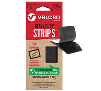 VELCRO® Marque Bandes Eco très résistantes, maintien adhésif et auto-agrippant puissant parfait pour la décoration de la pièce et la maison, le bureau, dans le garage, noir 44 mm x 76 mm, lot de 2