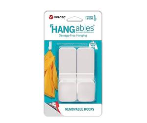 Velcro Marque | HANGables Crochet Amovible Large | Fixation Adhésive Forte pour Suspension sans Dommages | Blanc | Supporte Jusqu'à 1 kg | Paquet de 2