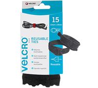 Velcro Marque One-Wrap Attaches Réutilisables, Multi-Usage, Parfaites Pour Ranger Les Accessoires De Bureau, Les Câbles Et Aménager La Maison, Noir 12 Mm X 20 Cm, Lot De 15