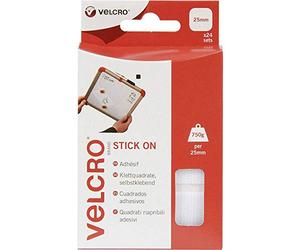 Velcro Marque Pastilles Adhésives Carrées Auto-Agrippantes À Double Face Avec Crochets Et Boucles Prédécoupées Et Parfaites Pour La Décoration De La Pièce Et La Maison, Blanc, 25Mm X 25Mm, Lot De 24