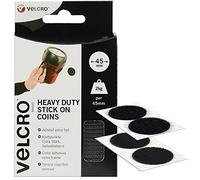 Velcro Marque Pastilles Rondes Adhésives Robustes, Puissance Industrielle Avec Crochets Et Boucles, Parfait Pour La Décoration De La Pièce Et La Maison, Le Bureau, Noir, 45 Mm X 45 Mm, Lot De 6