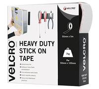 Velcro Marque Rouleau Adhésif Auto-Agrippant Industriel Très Résistant Double Face Qui Se Coupe À La Longueur Désirée Avec Crochets Et Bouclesle Bureau Et Dans Le Garage, Blanc, 50 Mm X 100 Mm