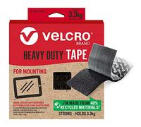 VELCRO® Marque, Rouleau adhésif industriel très résistant double face, qui se coupe à la longueur désirée avec crochets et boucles, parfait pour la décoration de la pièce, noir, 47 mm x 2,4 m