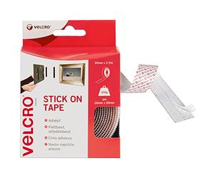 Velcro Marque, Ruban Adhésif Auto-Agrippant À Crochets Et Boucles, Qui Se Coupe À La Longueur Désirée & Parfait Pour La Décoration De Pièce, Maison, Bureau, Dans Le Garage, Blanc, 20 Mm X 2,5 M