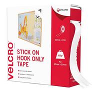 Velcro Marque, Ruban Adhésif Auto-Agrippant À Crochets Uniquement, Qui Se Coupe À La Longueur Désirée & Parfait Pour La Décoration De Pièce, Maison, Bureau, Dans Le Garage, Blanc 20 Mm X 10 M