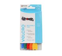 Velcro Ruban auto-agrippant réutilisable ONE-WRAP 12 mm x 20 cm Multicolore Paquet de 5