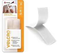 Velcro Marque, Sleek & Thin pour tissus, Bande adhésive, 19 mm x 60 cm, noire, Doux au toucher, très léger, Dos adhésif, sans couture, Blanche