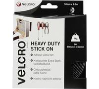 Velcro Marque Rouleau Adhésif Auto-Agrippant Industriel Très Résistant Double Face Qui Se Coupe À La Longueur Désirée Avec Crochets Et Boucles, Le Bureau Et Dans Le Garage, Noir, 50 Mm X 2,5 M