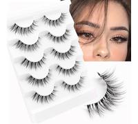 Veleasha Lashes - Lot de 5 paires de faux cils 5D en vison - 100 % faits à la main - Cils artificiels de luxe légers et duveteux