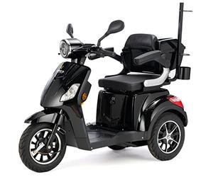 VELECO DRACO LIT-ION - Véhicule de mobilité à 3 roues - Entièrement assemblé et prêt à l'emploi - Lithium-Ion amovible - Frein électromagnétique automatique - Support pour canne à pied (NOIR)