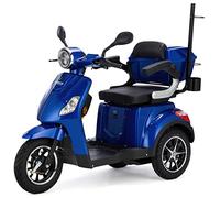 VELECO DRACO - Véhicule de mobilité à 3 roues - Entièrement assemblé et prêt à l'emploi - Frein électromagnétique automatique - Support pour bâton de marche (BLEU)