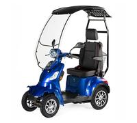 VELECO FASTER avec siège capitaine - aide à la mobilité à 4 roues - batterie lithium-ion amovible - toit avec pare-brise - monté et prêt pour la conduite (Bleu)