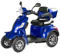 VELECO FASTER LIT-ION - Véhicule en fauteuil roulant à 4 roues - Entièrement assemblé et prêt à l'emploi - Lithium-Ion amovible - Sûr et stable - Alarme - Rangement spacieux et porte-gobelet (BLEU)