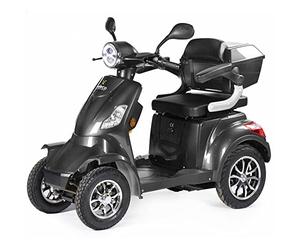 VELECO FASTER - Véhicule de mobilité à 4 roues - Entièrement assemblé et prêt à l'emploi - Sûr et stable - Alarme - Rangement spacieux et porte-gobelet (GRIS)