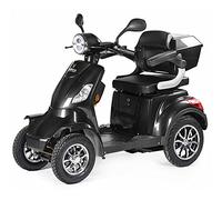 VELECO FASTER - Véhicule en fauteuil roulant à 4 roues - Entièrement assemblé et prêt à l'emploi - Sûr et stable - Alarme - Rangement spacieux et porte-gobelet (NOIR)