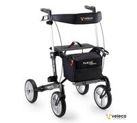 Veleco Déambulateur pliant Flexo en carbone 4 roues léger monté Noir