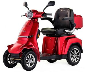 VELECO GRAVIS - Véhicule de mobilité 4 roues pour personnes âgées et invalides - Produit européen, stable, confortable, sûr, alarme, klaxon, assemblé, prêt pour - 12km/h (Rouge)