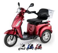 VELECO ZT15 Tricycle électrique Mobilité/Loisirs Scooter Senior Handicapé Affichage numérique Panier (Rouge)