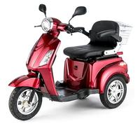 VELECO ZT15 - Véhicule en fauteuil roulant 3 roues - Entièrement assemblé et prêt à l'emploi - Frein électromagnétique automatique - Compteur de vitesse à LED (ROUGE)