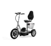 VELECO ZT16 - Véhicule de mobilité 3 roues - Entièrement assemblé et prêt à l'emploi - Grandes roues - Facile à manœuvrer - Freins avant et arrière - Panier à provisions amovible (ARGENT)
