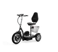 VELECO ZT16 - Véhicule de mobilité 3 roues - Entièrement assemblé et prêt à l'emploi - Grandes roues - Facile à manœuvrer - Freins avant et arrière - Panier à provisions amovible (NOIR)
